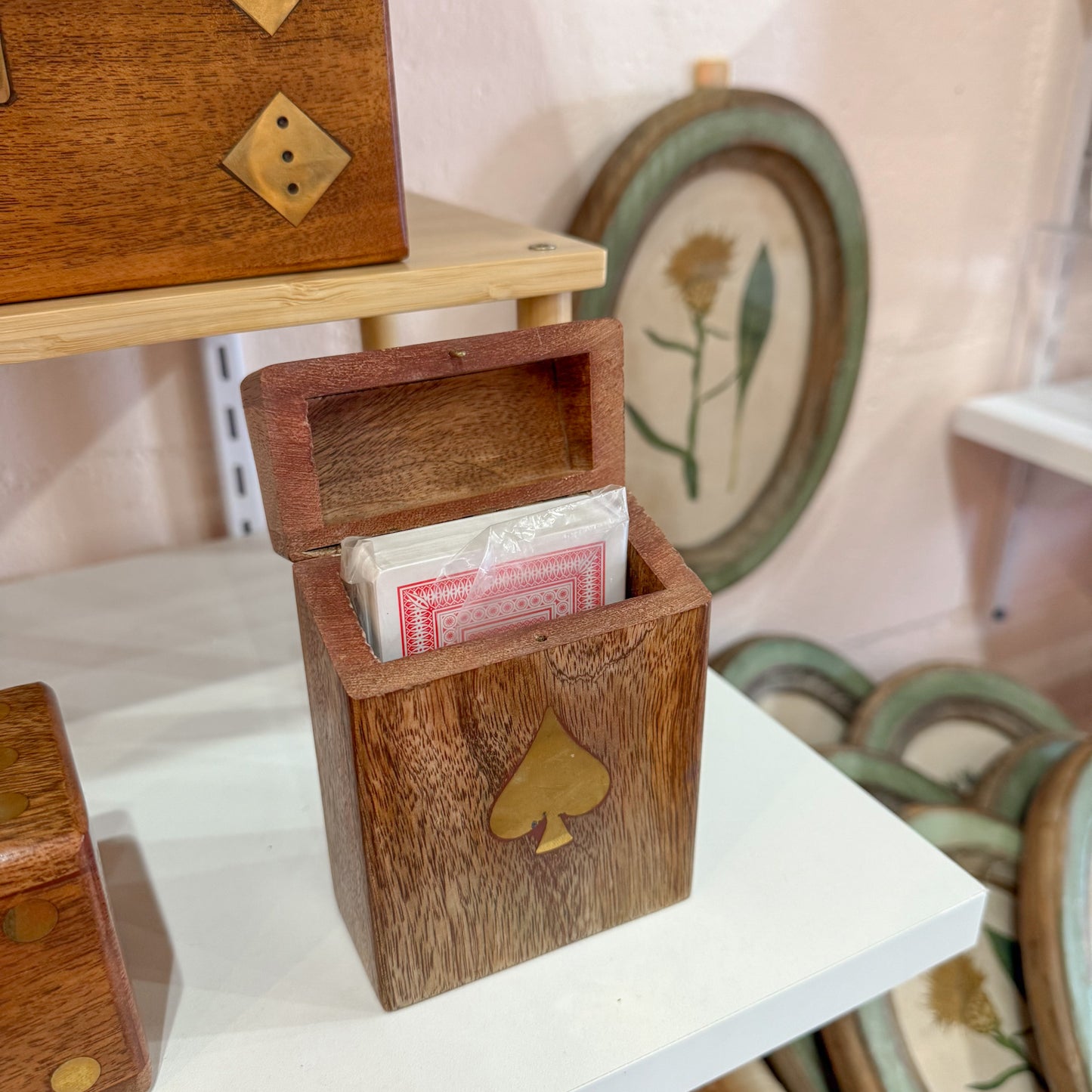 Wooden Spade Playing Cards Box