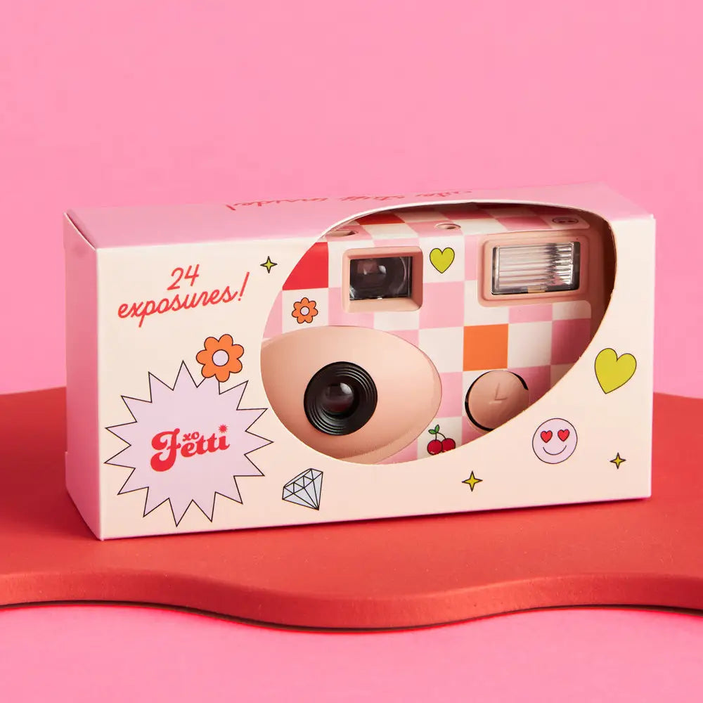Pink Checker Disposable Film Camera