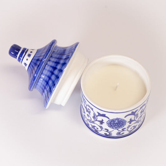 Blue And White Chinoiserie Candle