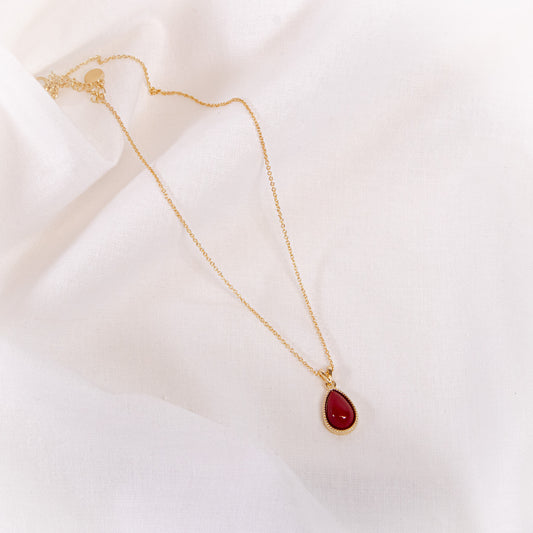 Burgundy Teardrop Necklace