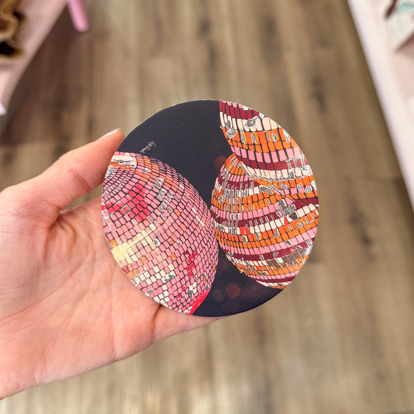 Disco Balls Cork Coaster