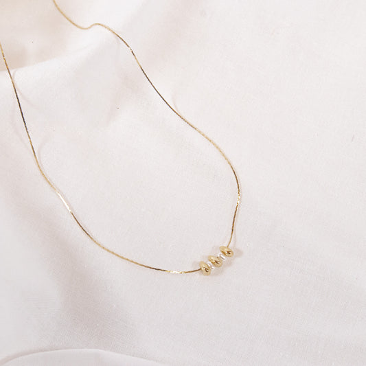 Dainty Gold And Pearl Bead Necklace
