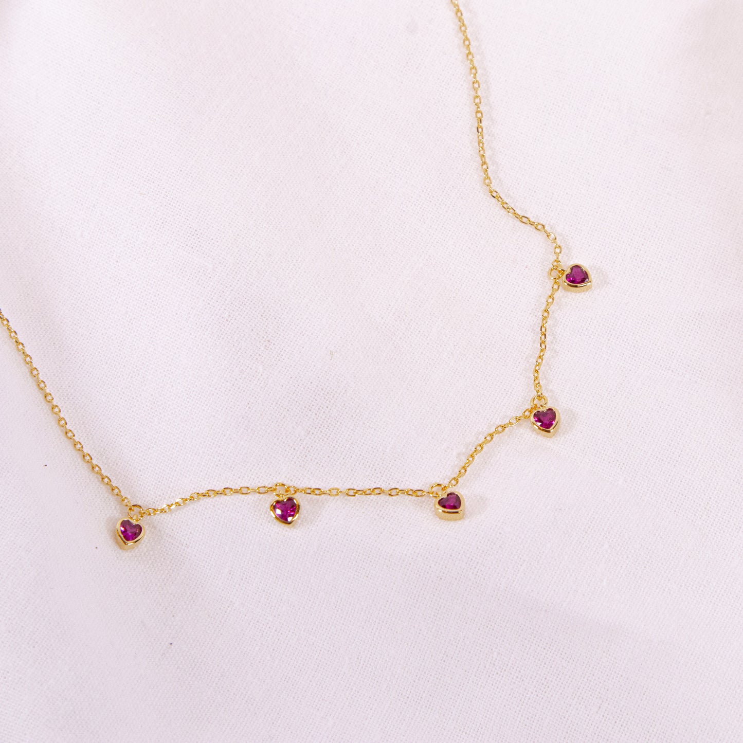 Mini Red Heart Stone Necklace