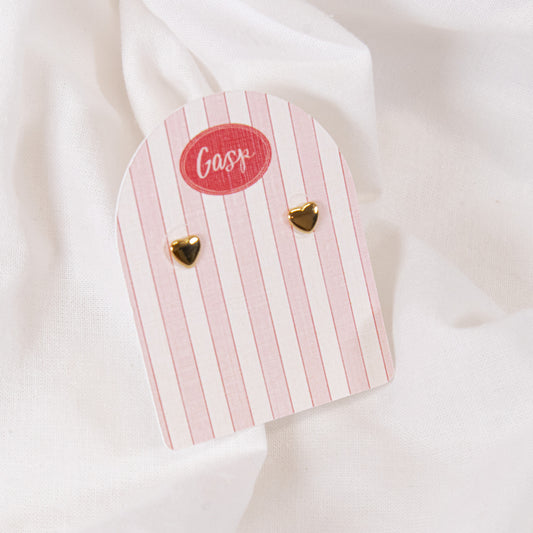 Gold Heart Stud Earrings