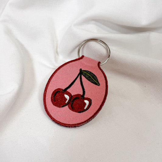 Cherry Embroidered Keychain