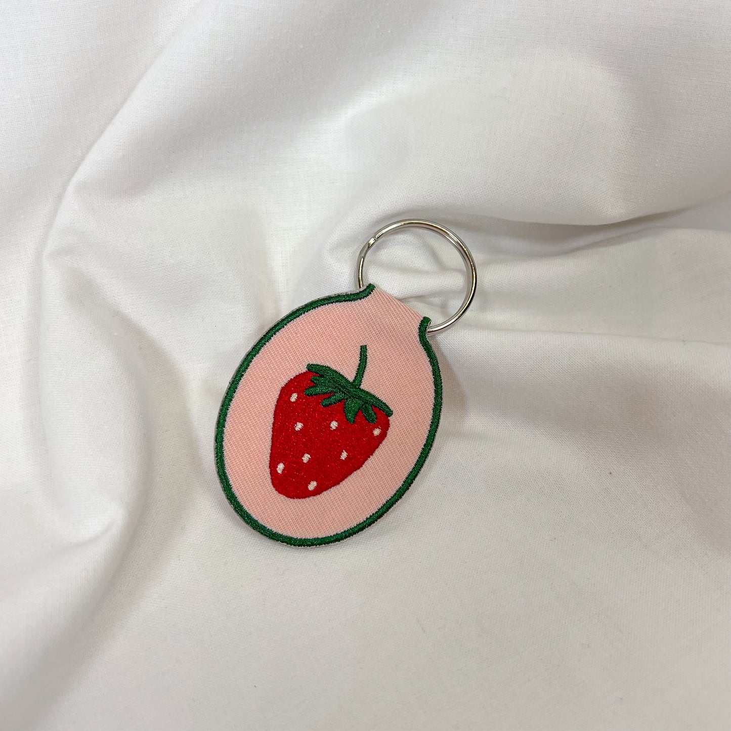 Strawberry Embroidered Keychain