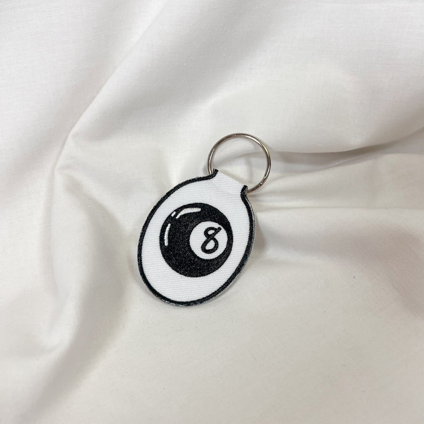 Eight Ball Embroidered Keychain