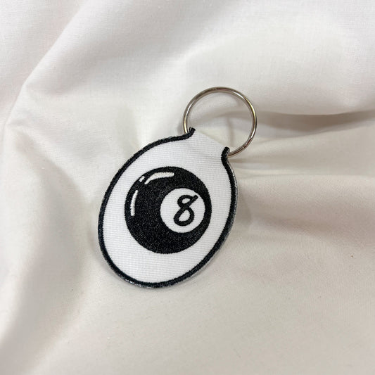 Eight Ball Embroidered Keychain