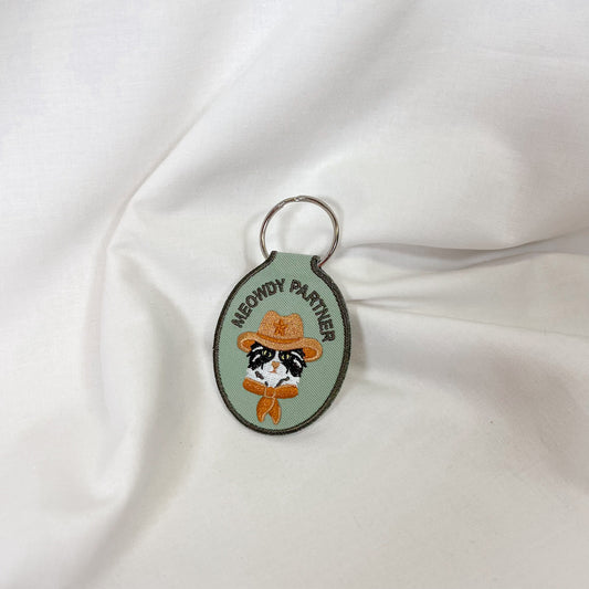 Meowdy Cat Embroidered Keychain