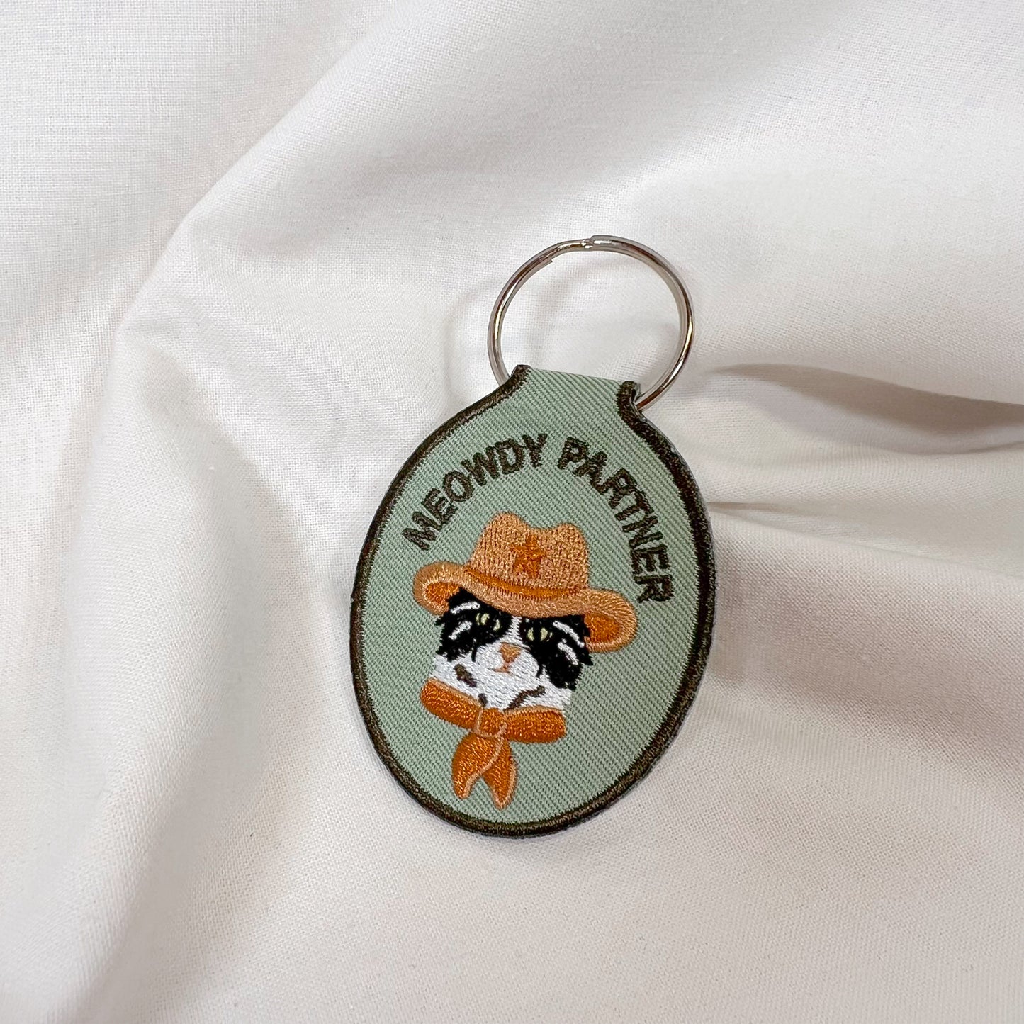 Meowdy Cat Embroidered Keychain