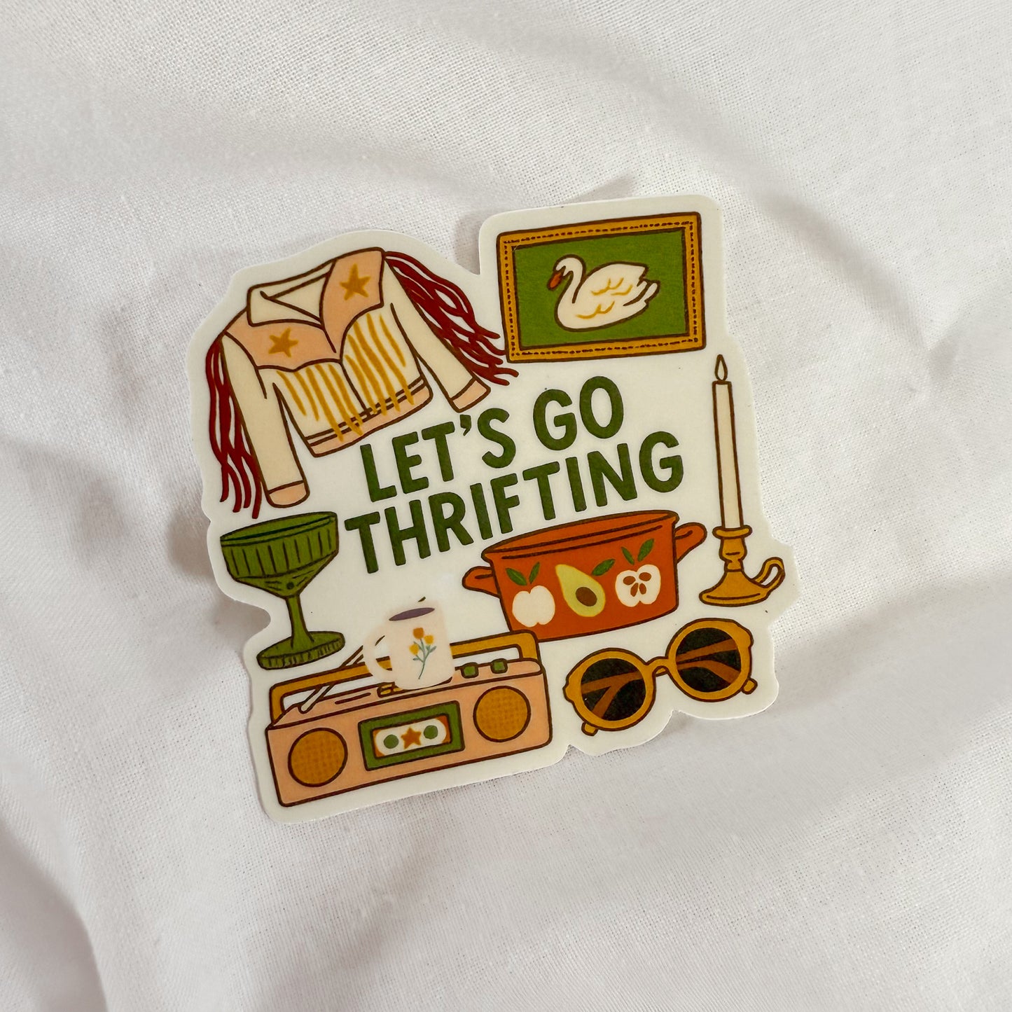 Let's Go Thrifting Vinyl Sticker