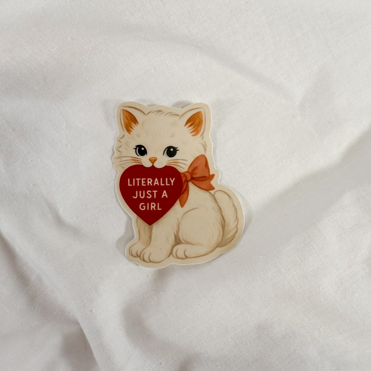 Literally Just A Girl Cat Vinyl Sticker