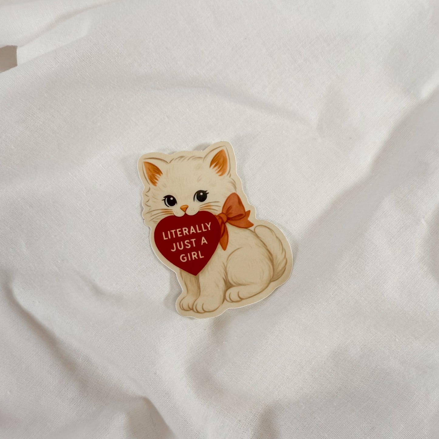 Literally Just A Girl Cat Vinyl Sticker