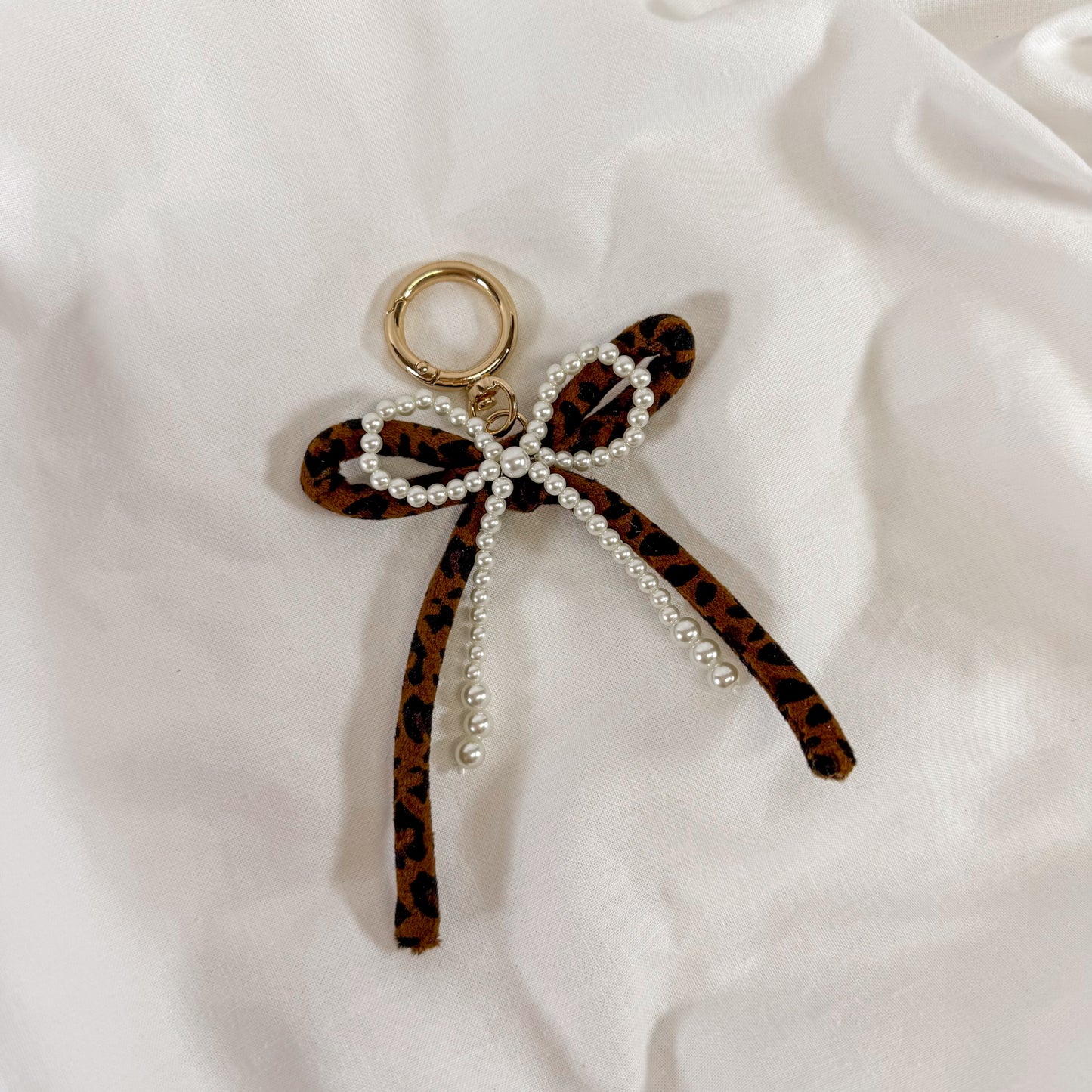 Leopard Bow Bag Charm Keychain