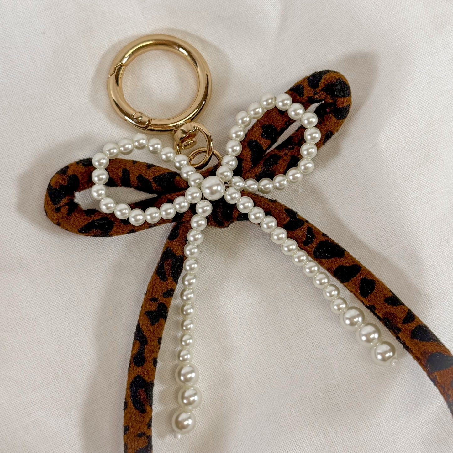 Leopard Bow Bag Charm Keychain