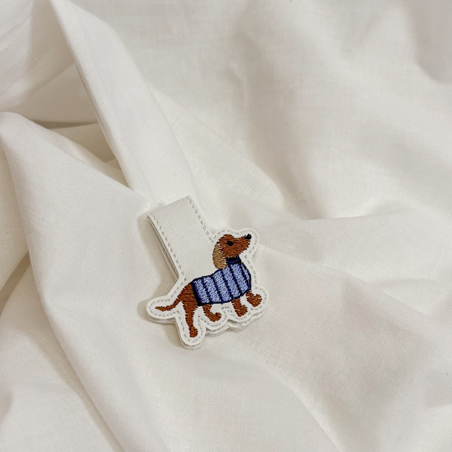 Embroidered Leather Magnetic Bookmark