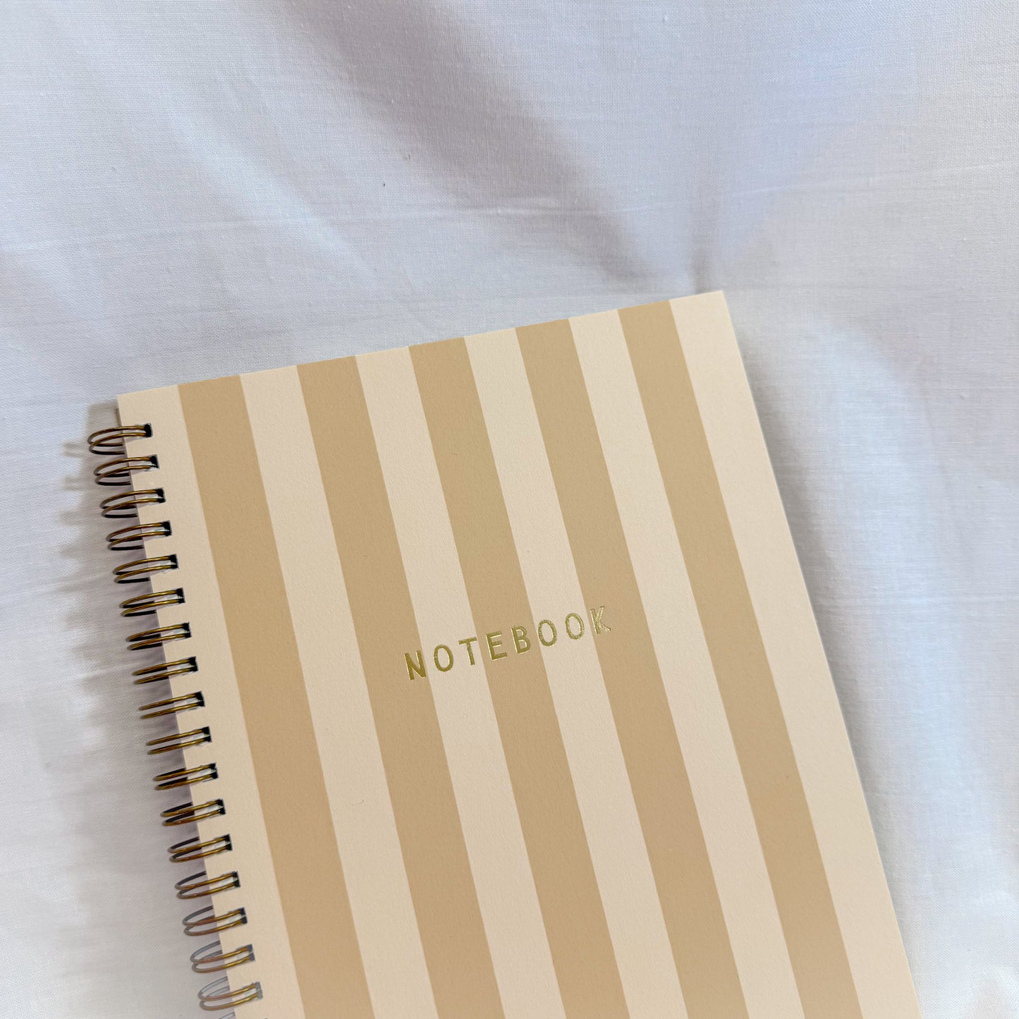 Tan Striped Spiral Notebook