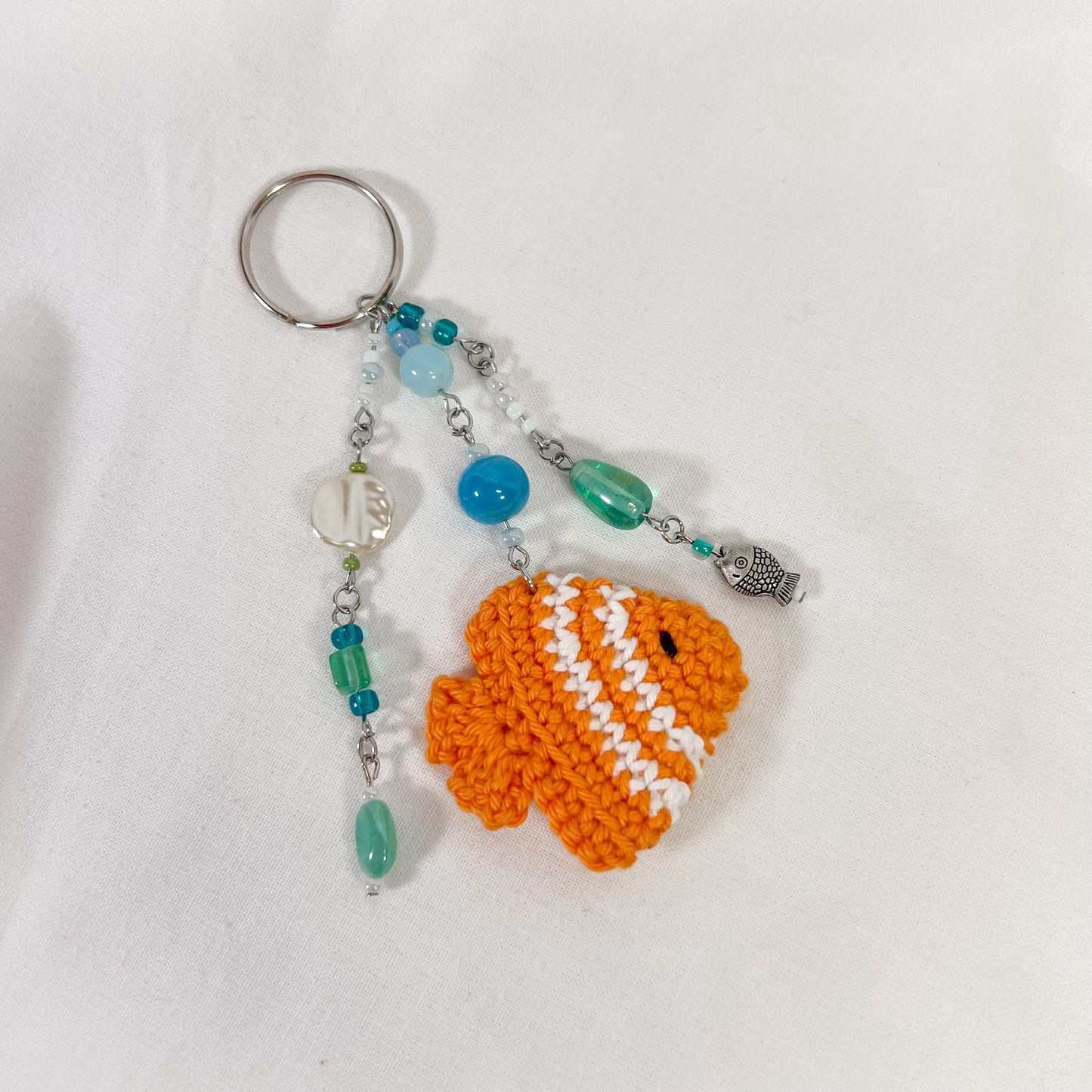 Crochet Fish Charm Keychain