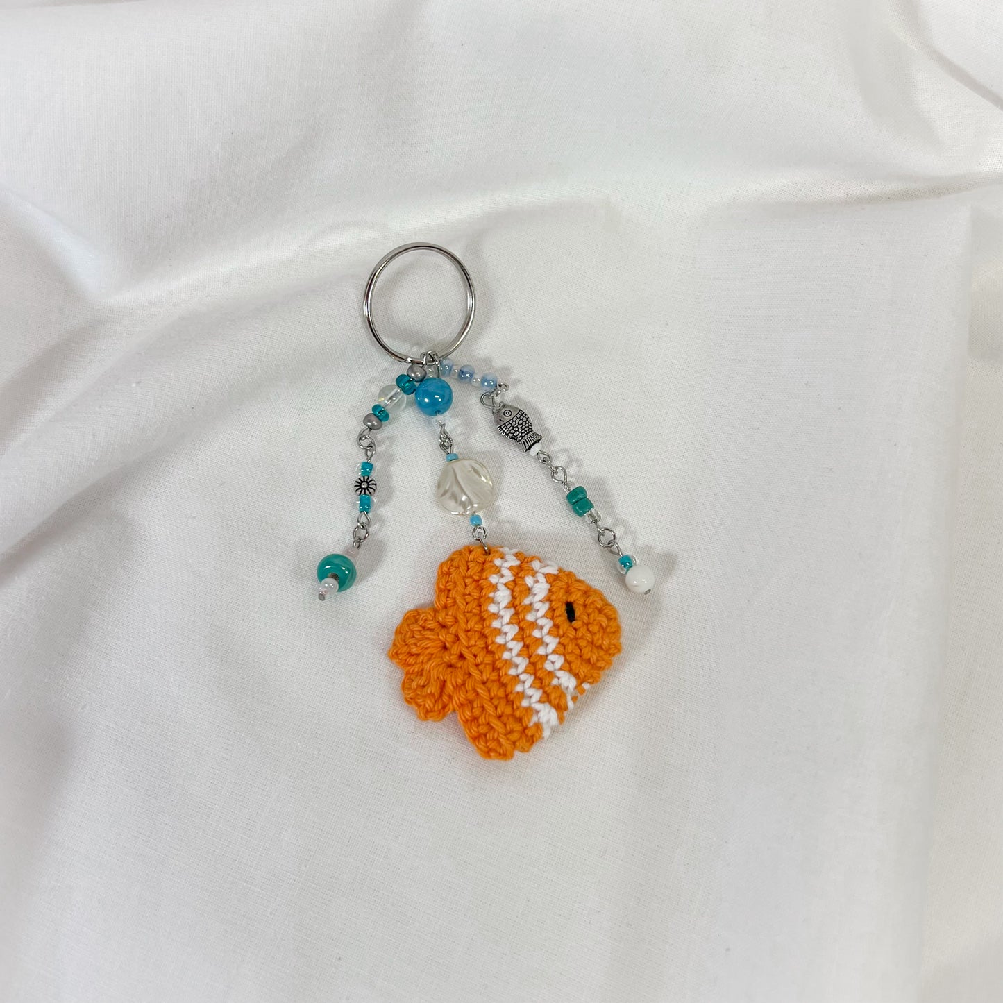 Crochet Fish Charm Keychain