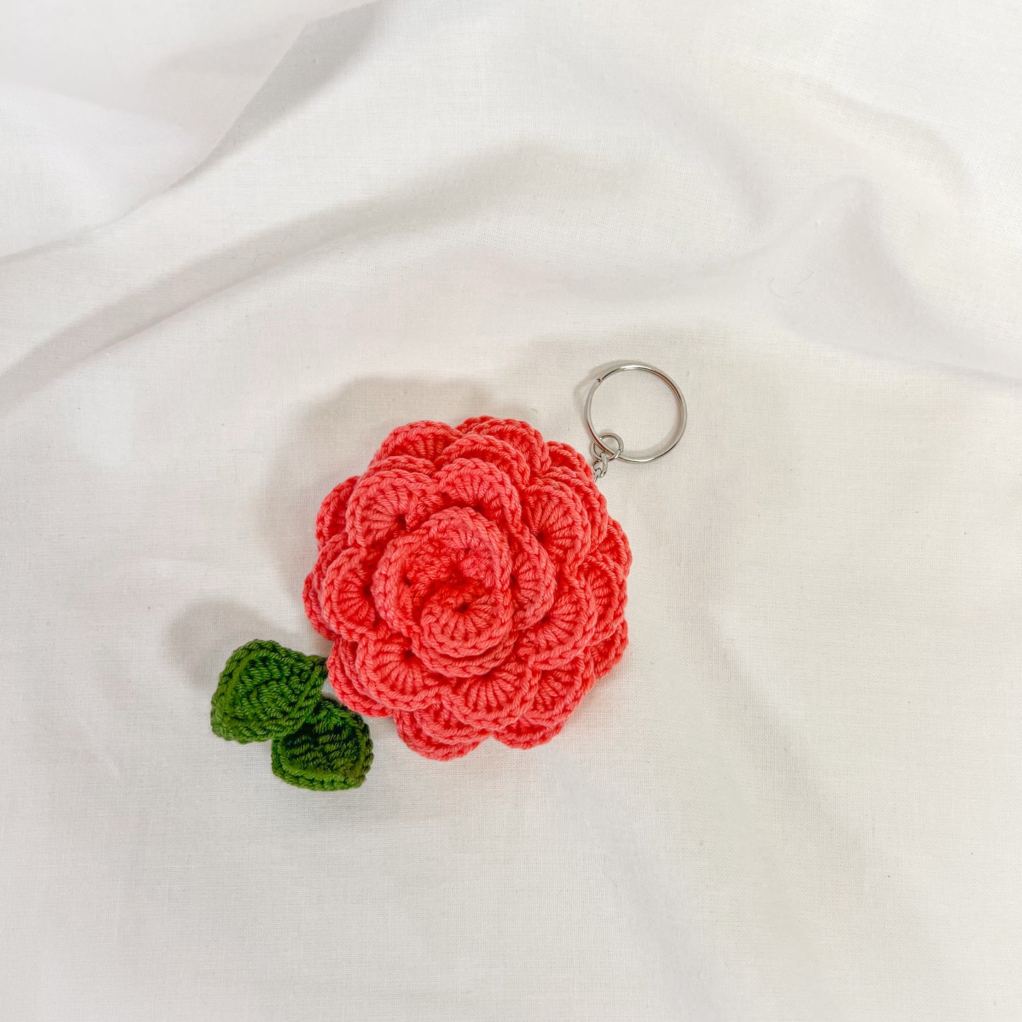 Crochet Rose Keychain