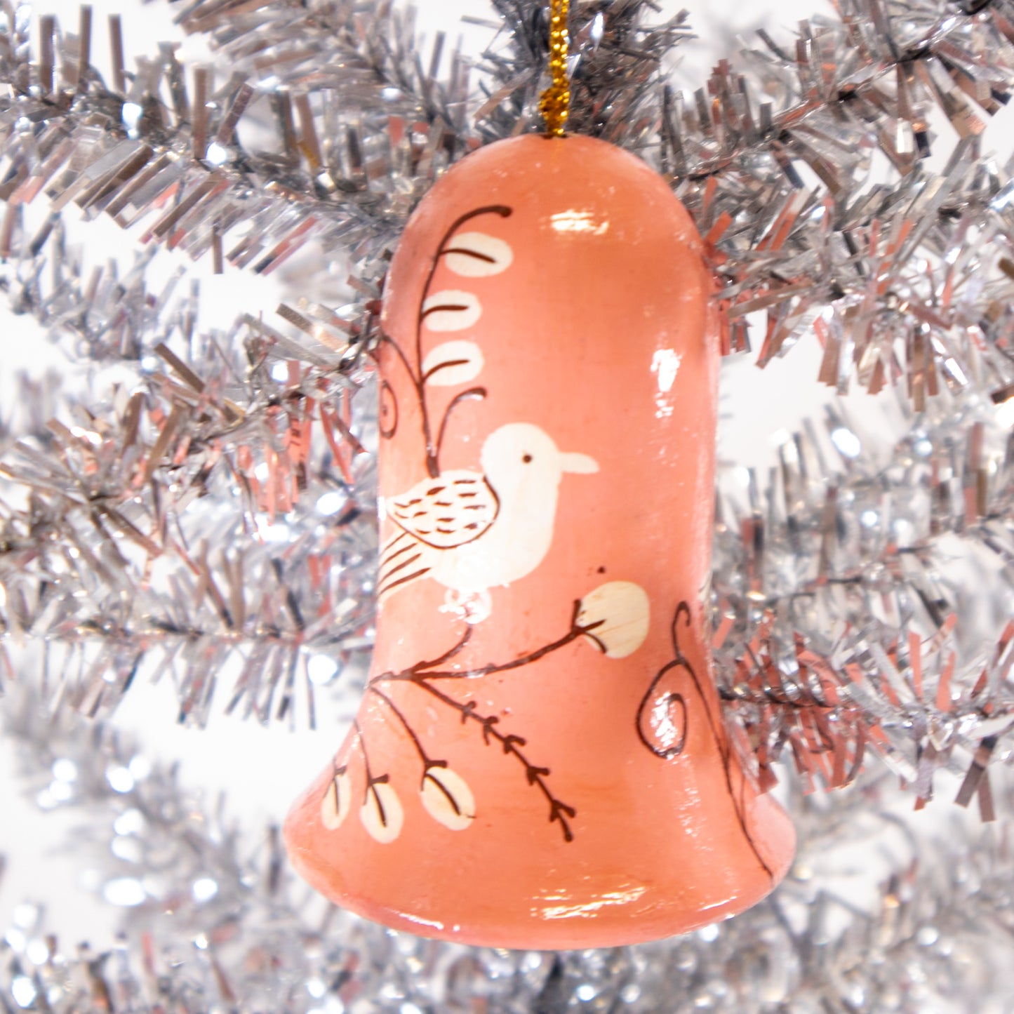 Wooden Bird Bell Christmas Ornament