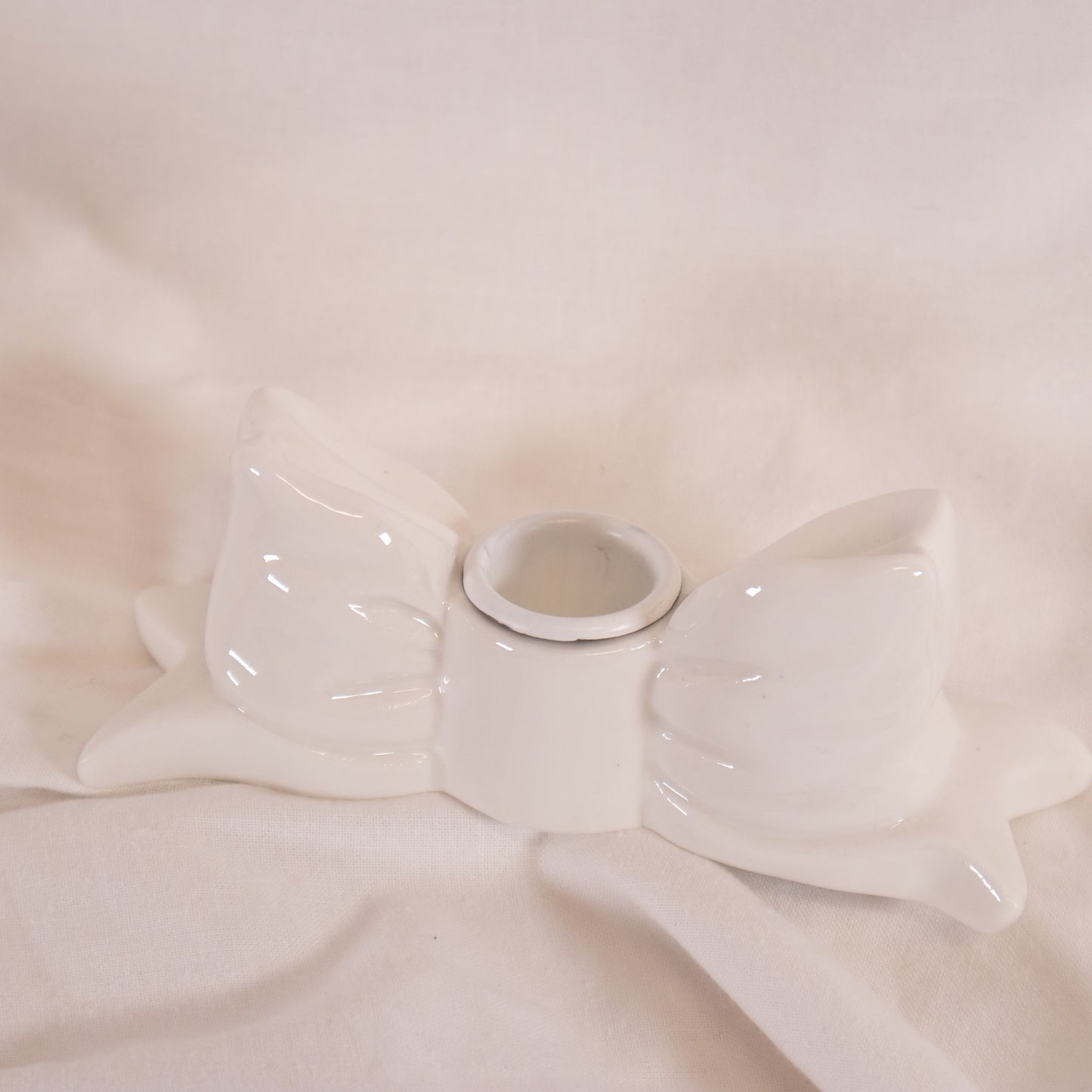 Ceramic Bow Taper Candle Holder