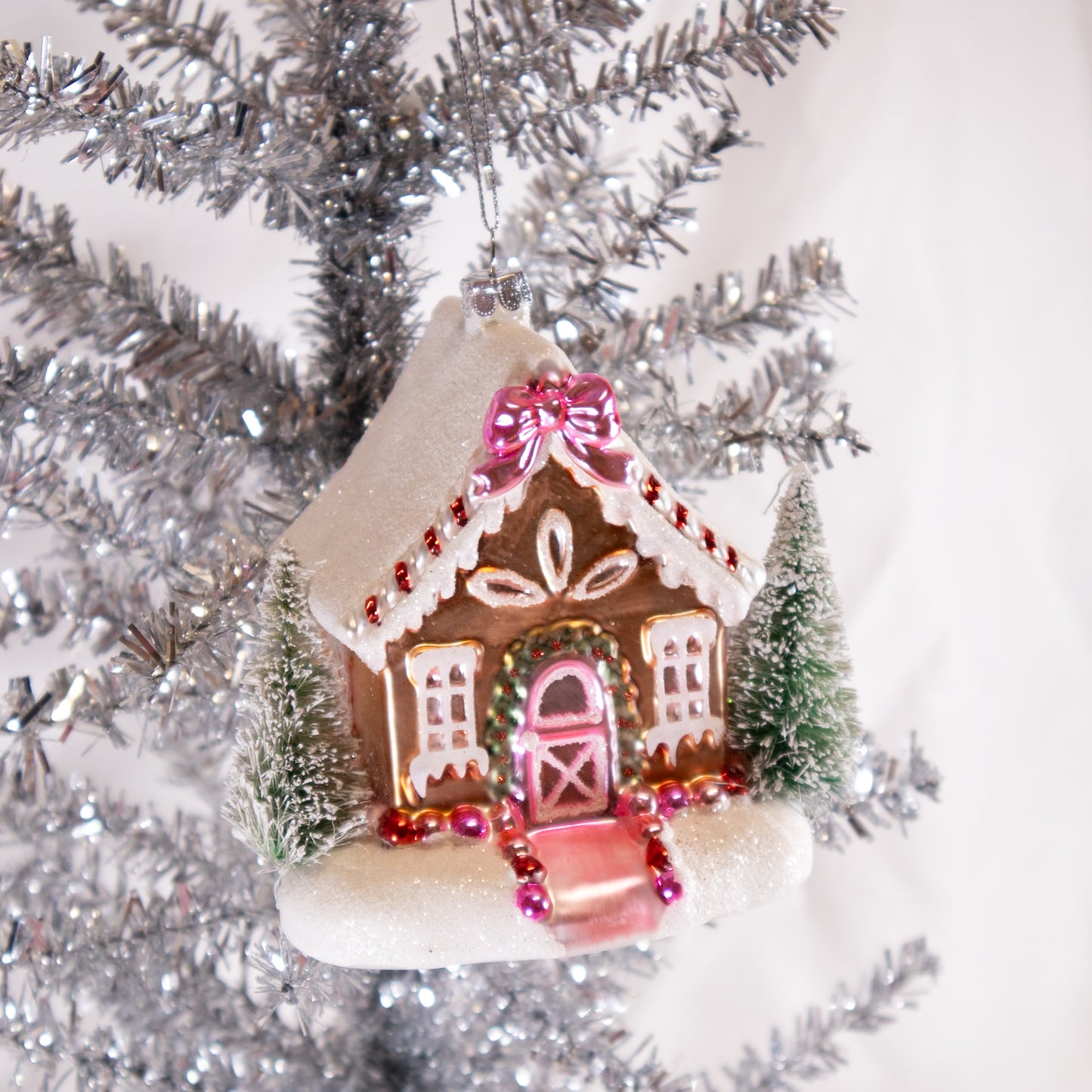 Pink Gingerbread House Ornament