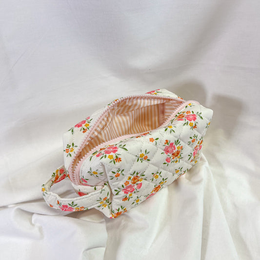 Spring Floral Quilted Makeup Bag