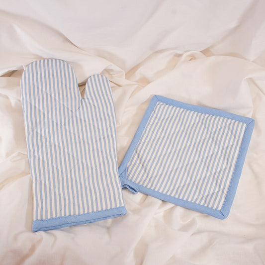 Blue Stripe Oven Mit Set