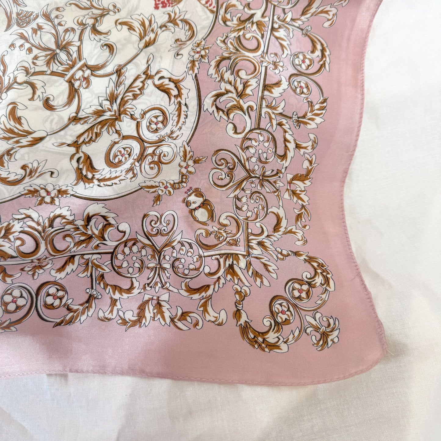 Pink Scroll Square Scarf