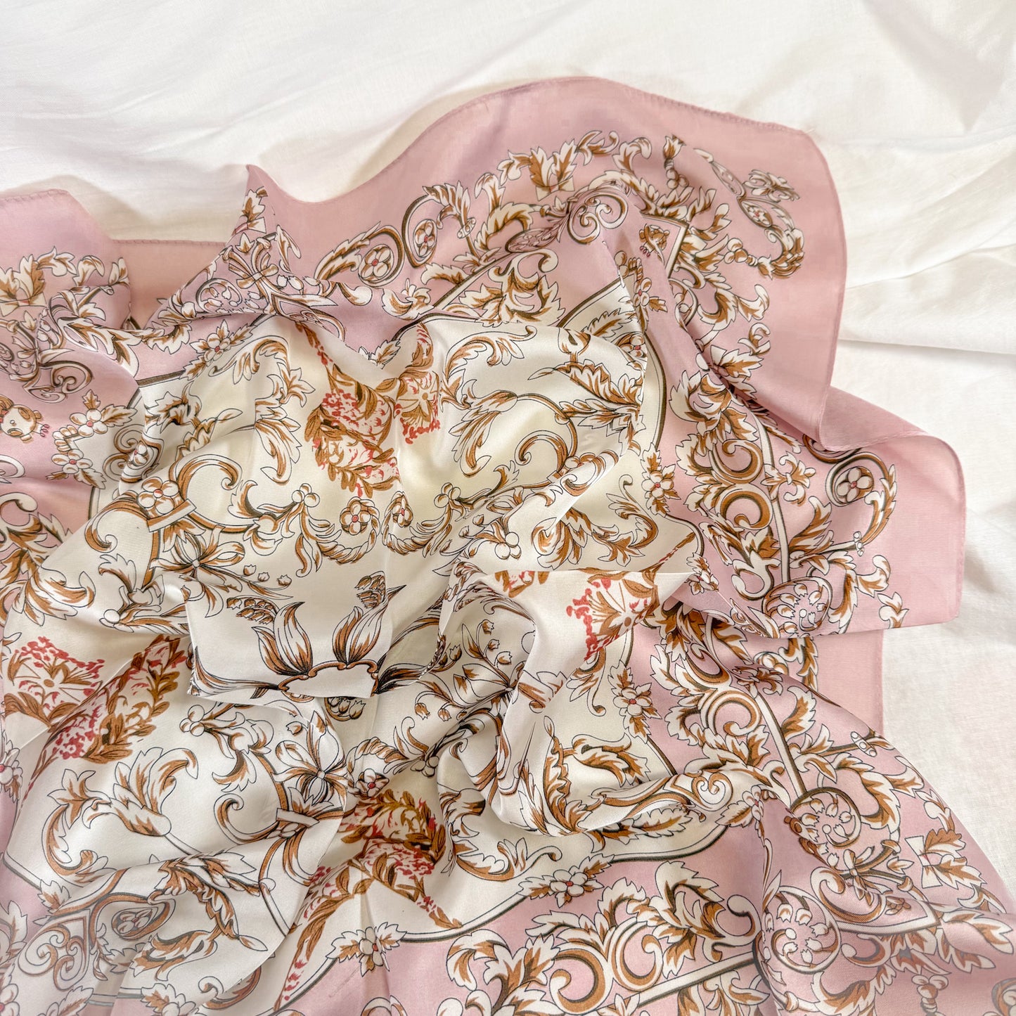 Pink Scroll Square Scarf