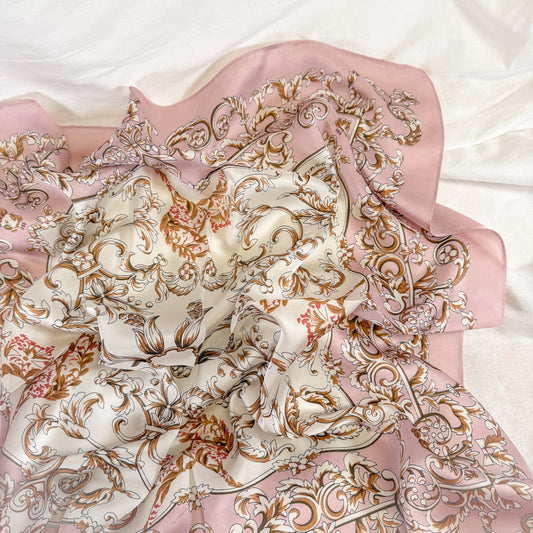 Pink Scroll Square Scarf