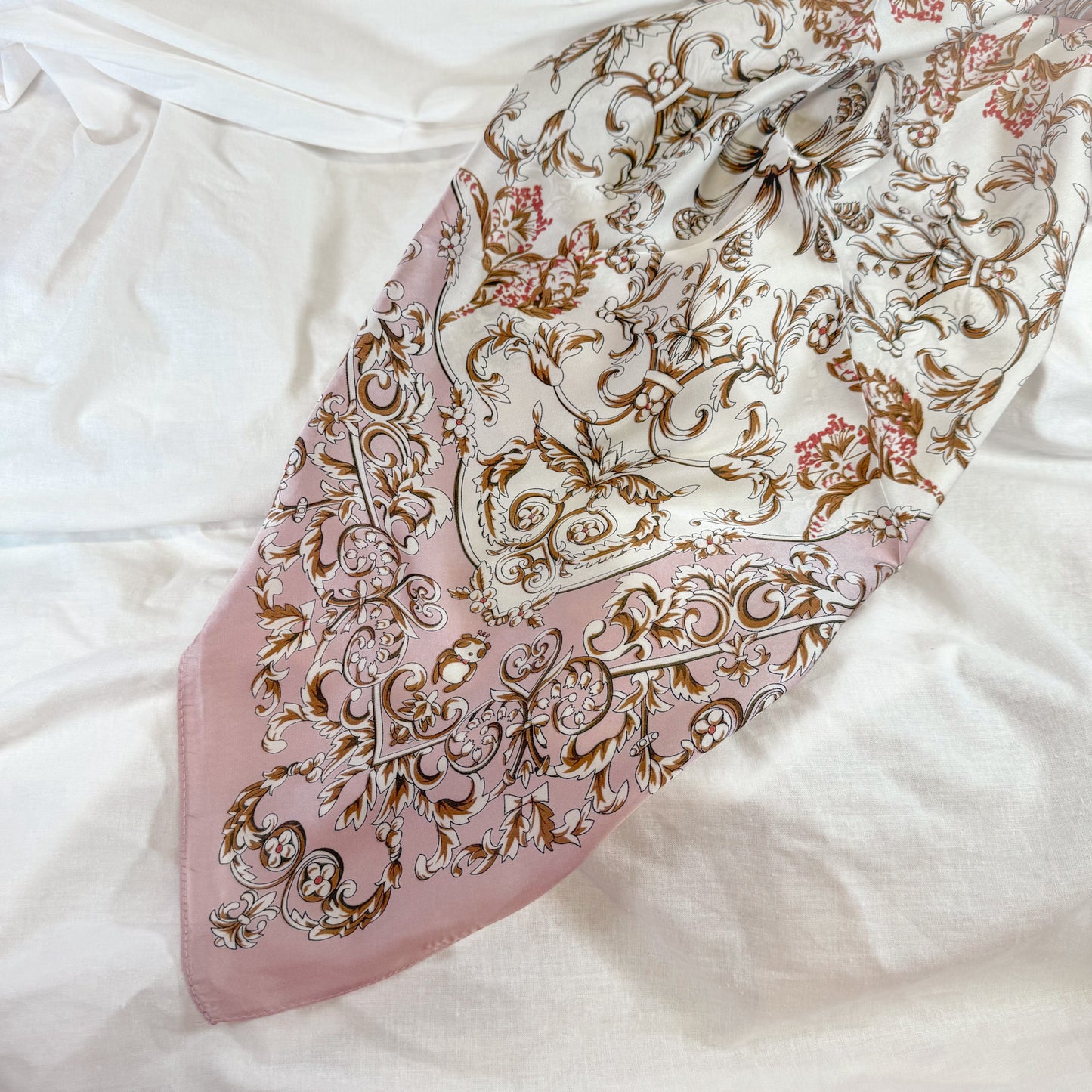 Pink Scroll Square Scarf