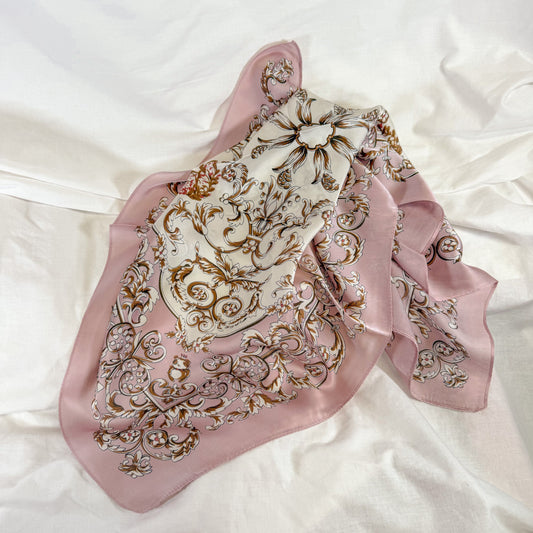 Pink Scroll Square Scarf