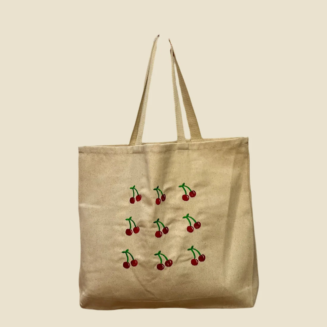 Embroidered Cherry Tote Bag