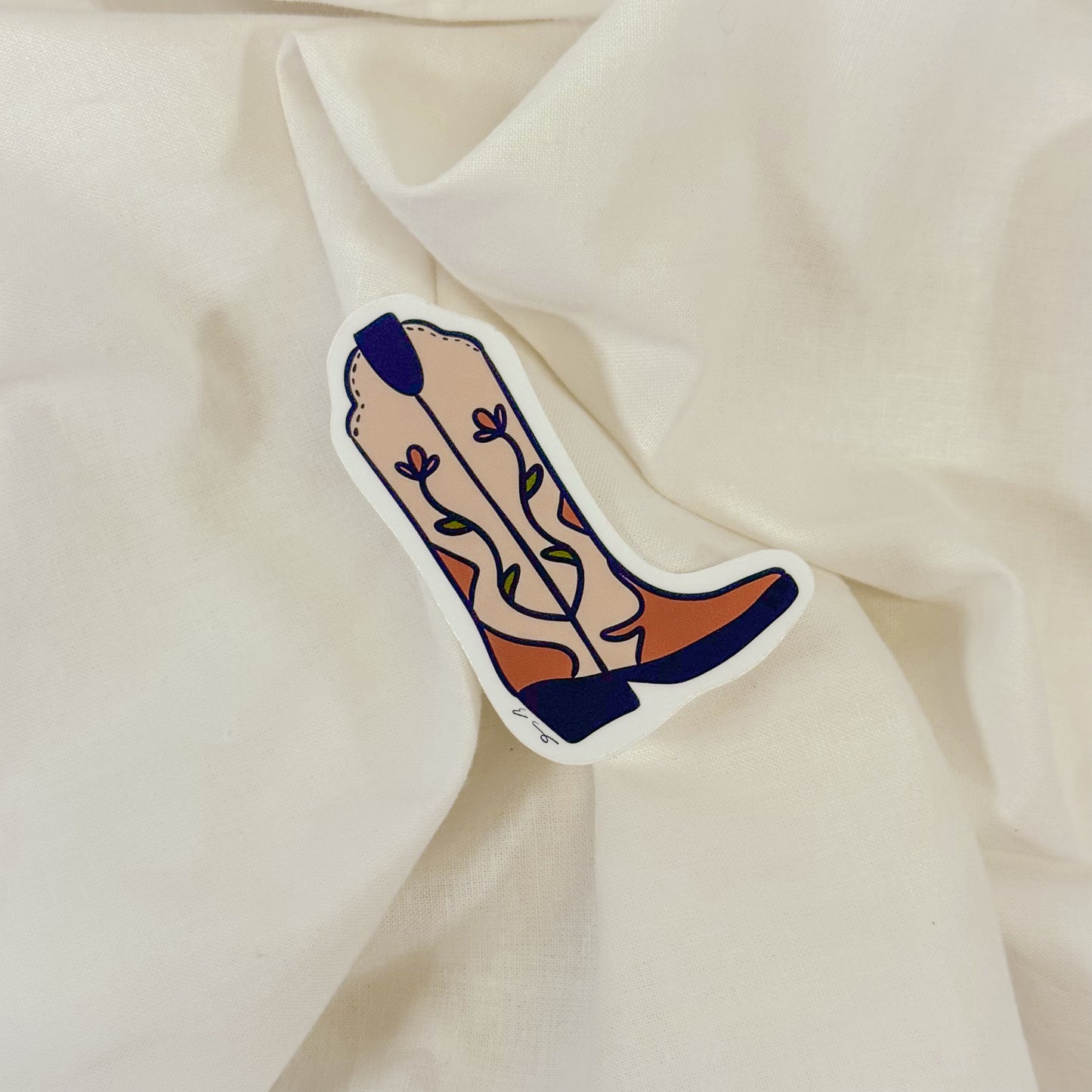 Floral Cowboy Boot Vinyl Sticker