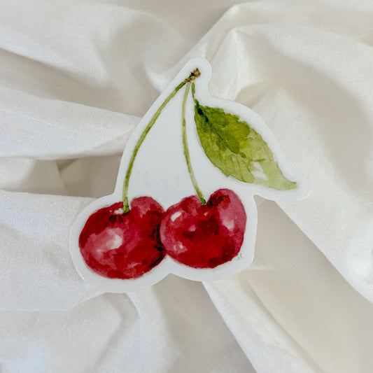 Watercolor Cherry Vinyl Sticker