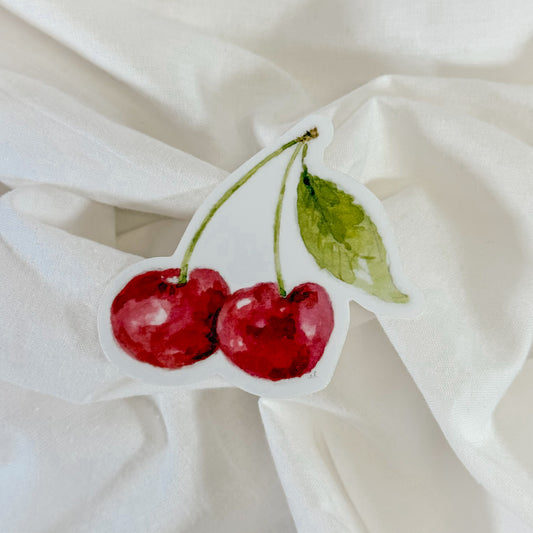Watercolor Cherry Vinyl Sticker