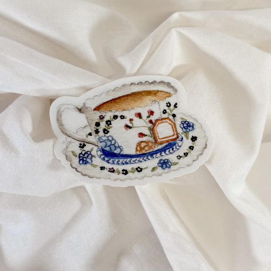 Floral Teacup Vinyl Sticker