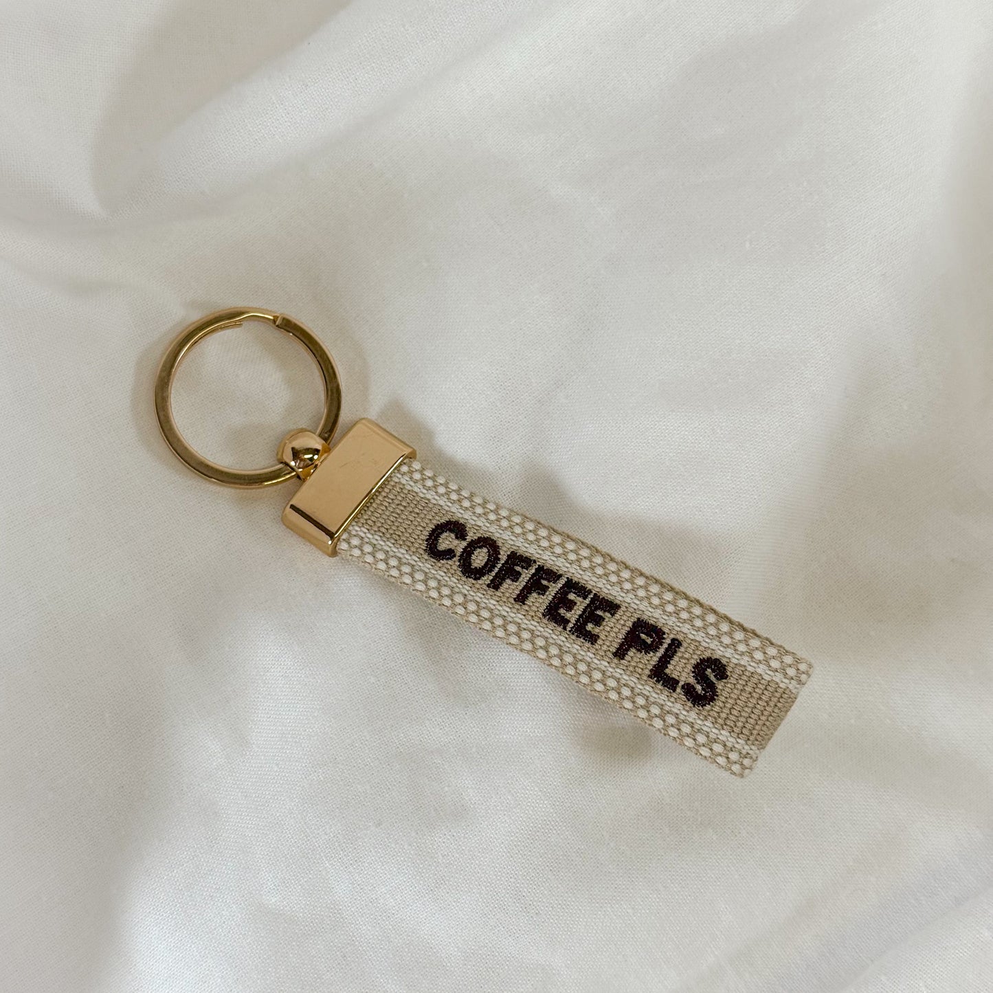 Coffee Pls Embroidered Keychain