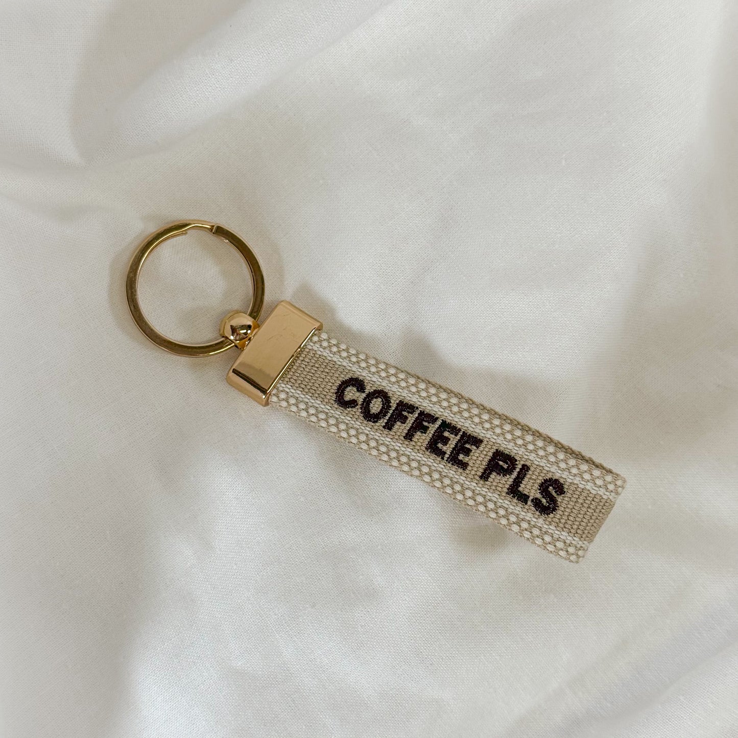 Coffee Pls Embroidered Keychain
