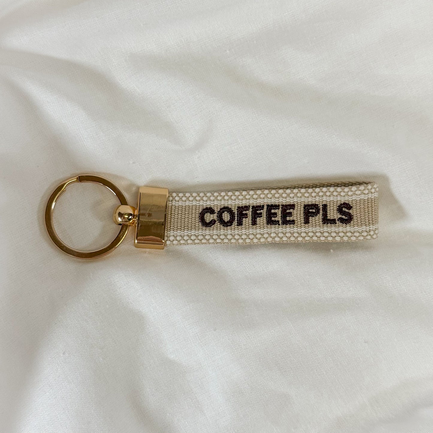 Coffee Pls Embroidered Keychain
