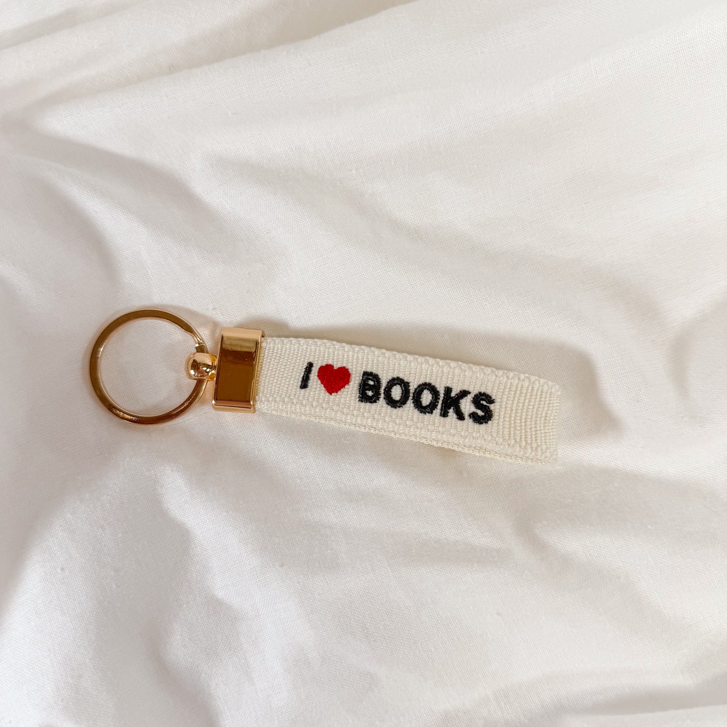 I Love Books Embroidered Keychain