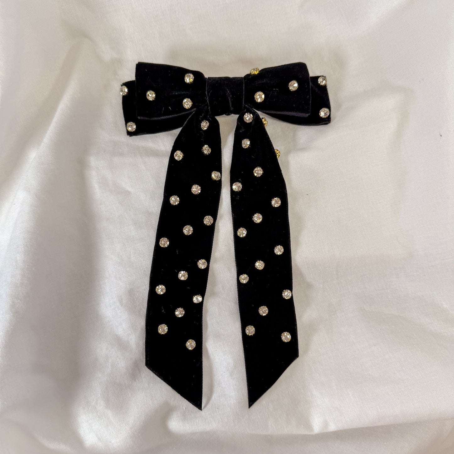 Rhinestone Velvet Hair Bow