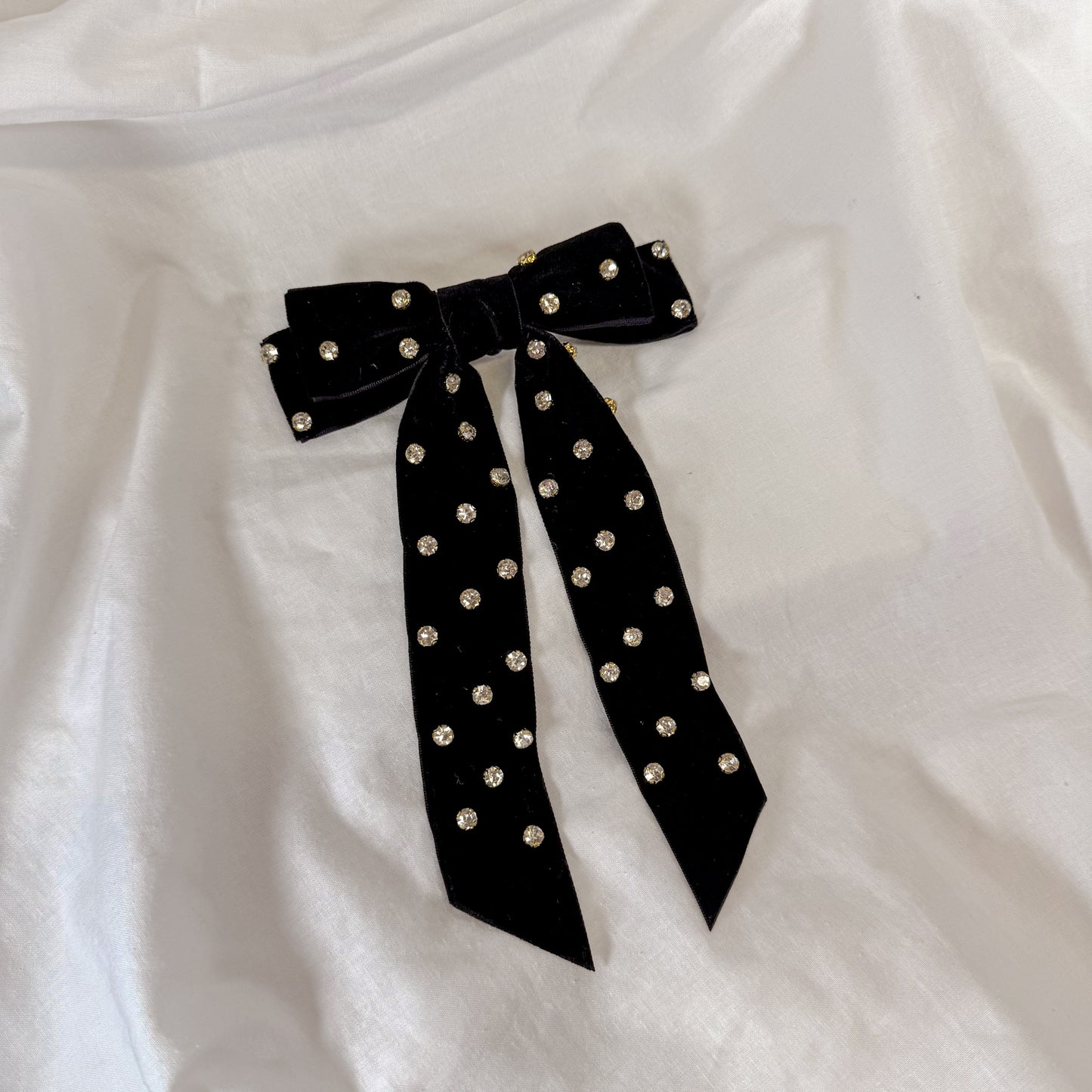 Rhinestone Velvet Hair Bow
