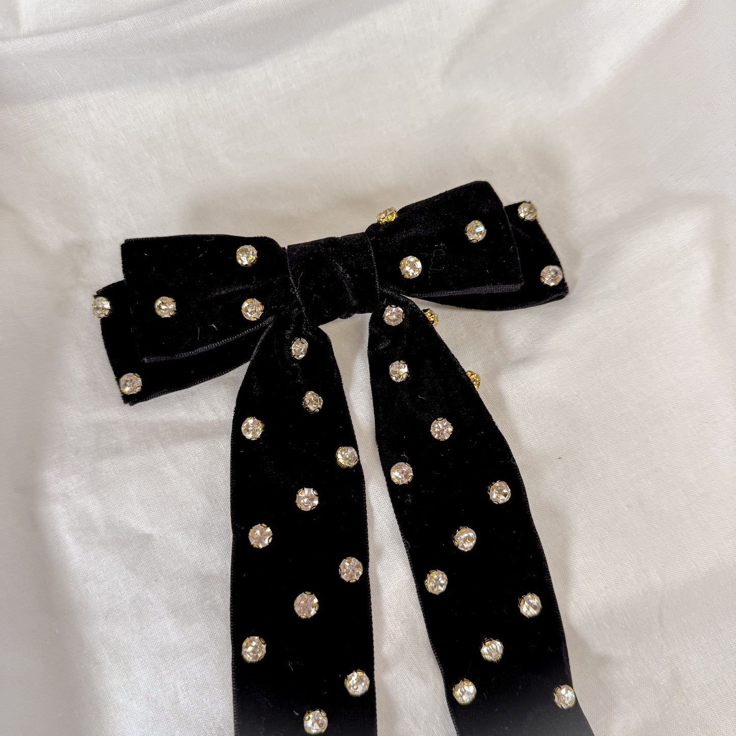 Rhinestone Velvet Hair Bow
