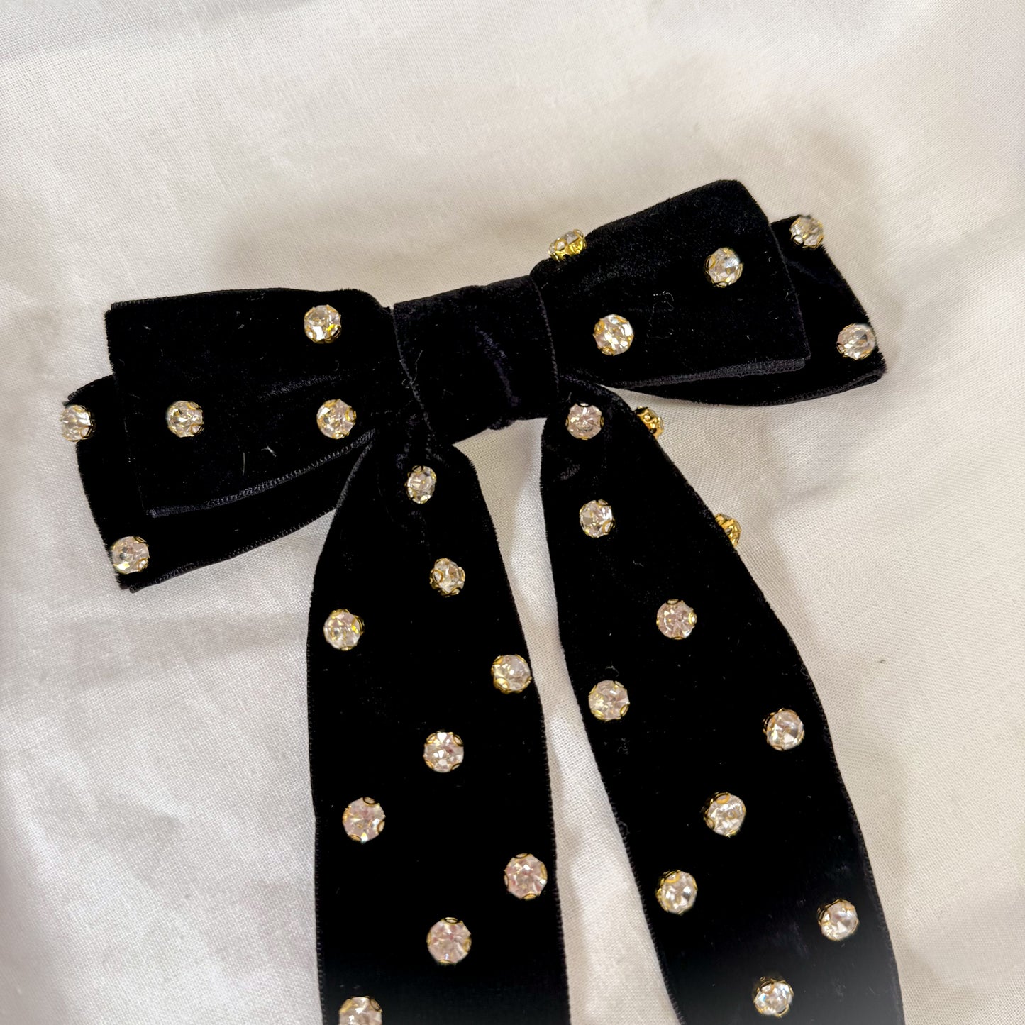 Rhinestone Velvet Hair Bow