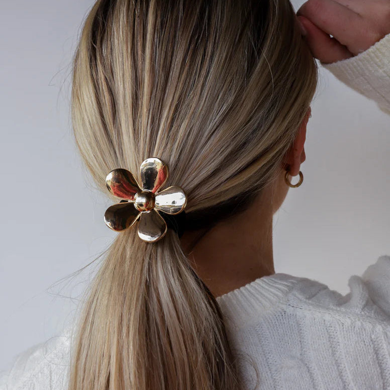 Gold Flower Ponytail Cuff