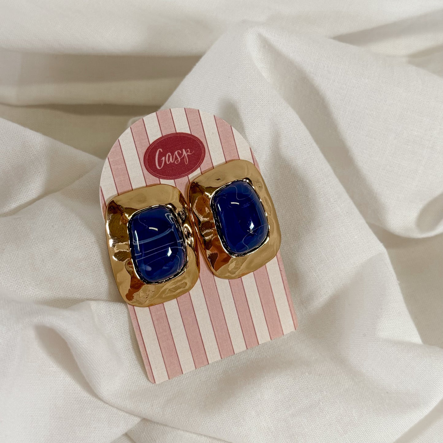 Gold Framed Stone Earrings