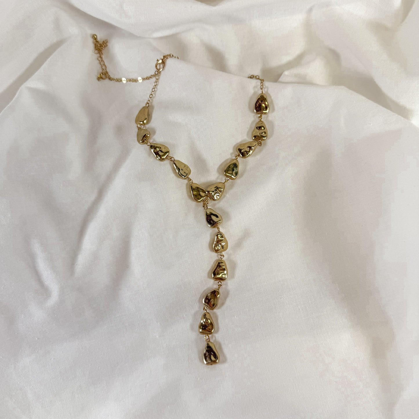 Hammered Gold Drop Necklace